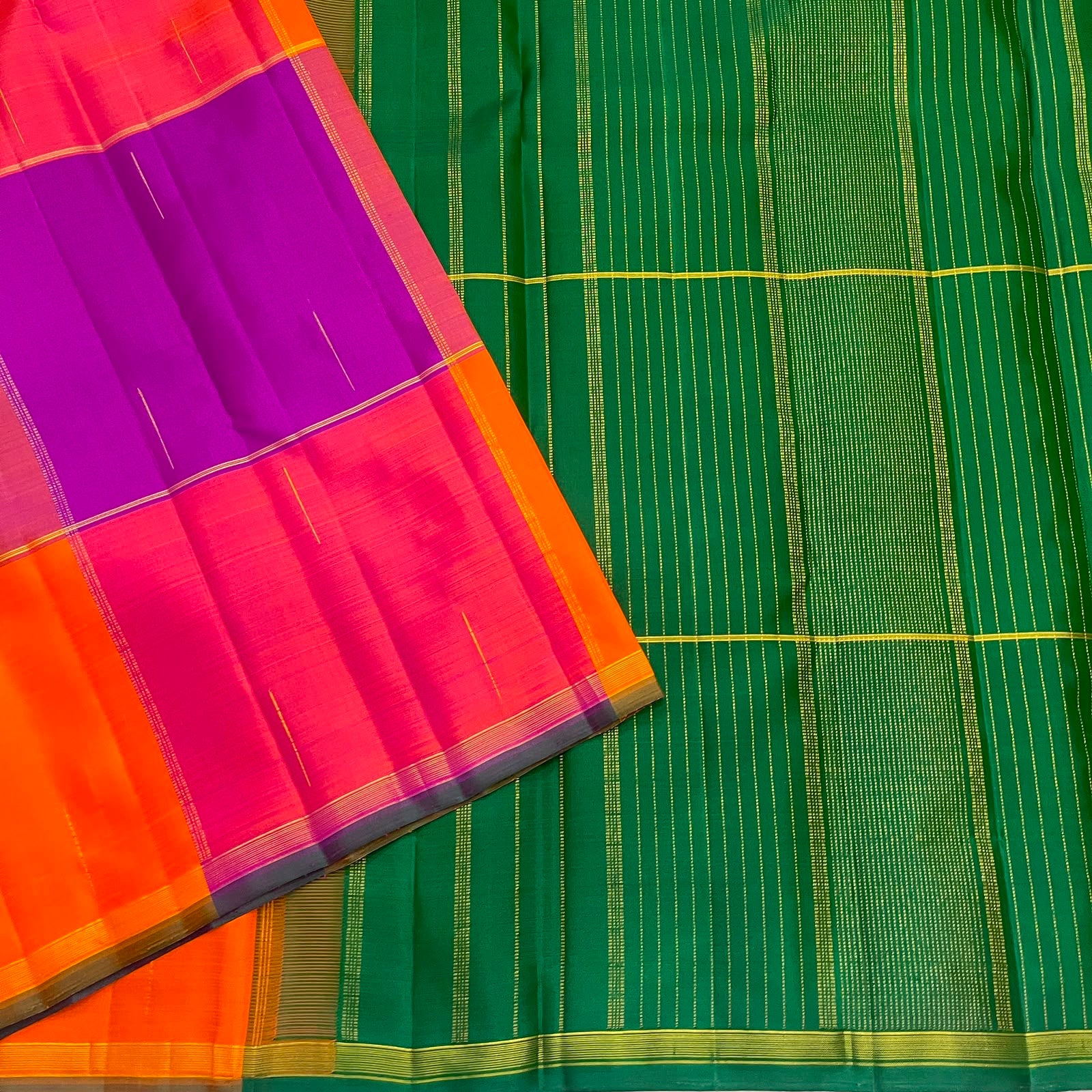Multicolour Pure Silk Kanjipuram Paalum Pazhamum Saree - front view