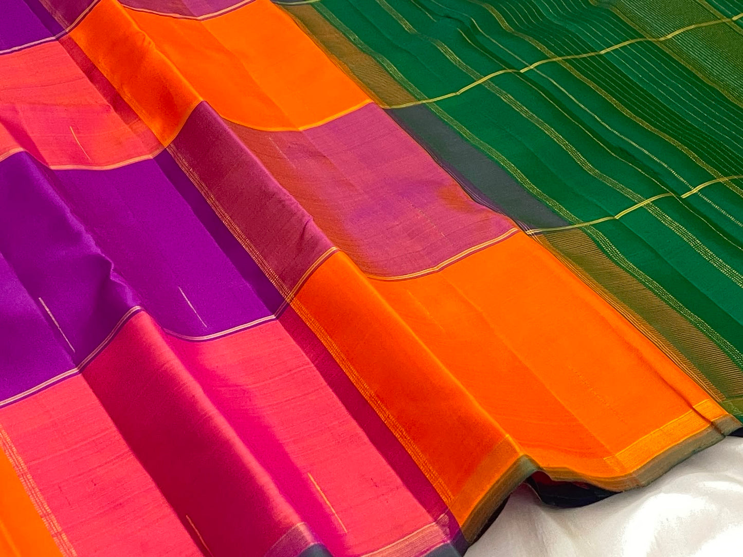 Multicolour Pure Silk Kanjipuram Paalum Pazhamum Saree - full saree view