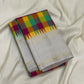 Multicolour Jewel Box Checks Handwoven Pure Silk Kanjeevaram Saree with Ivory Rettapet Border, decorative pallu detail