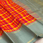 Vibrant Multicolour Handwoven Pure Silk Kanjipuram Saree with Kanchi Kattam Weave