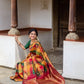 Lightweight Pure Silk Kanchipuram Paalum Pazhamum saree with joyful multicolour checks and classic gold zari.