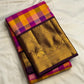Multicolour Handwoven Pure Silk Kanjivaram Paalum Pazhamum Saree with Aubergine Gold Zari Border