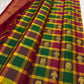 Handwoven multicolour Kanchipuram silk saree with precision checker pattern