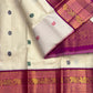 Multicolour silk thread buttas on ivory Kanchipuram Varisaipet pure silk