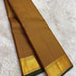 Mustard amber Zari Kattam pure silk Kanchi Pattu saree with antique gold zari border — full overview, Idam Living