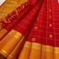 Classic Red pure silk Kanjeevaram saree — mustard border