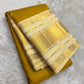 Mustard gold Kanjipuram pure silk saree with ivory Varisaipet border — Idam Living