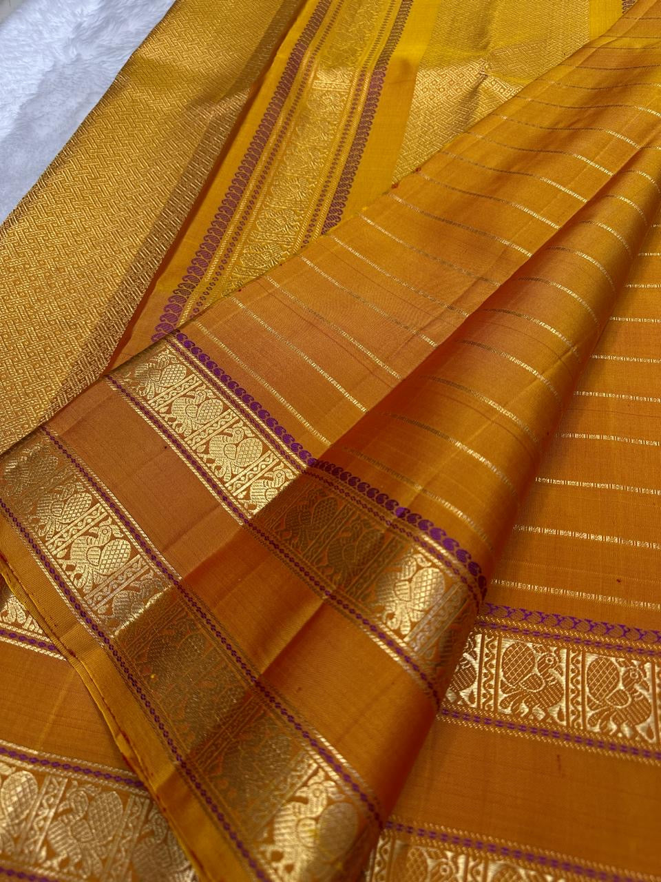 mustard gold silk saree rt-vh draped view