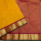 Mustard Gold Handwoven Pure Silk Kanchipuram Saree with Maroon Korvai Border
