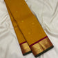 Mustard Gold Handwoven Pure Silk Kanchipuram Saree with Maroon Korvai Border