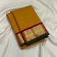 Mustard Gold Handwoven Pure Silk Kanchipuram Saree with Maroon Korvai Border