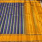 Zari and weave detail of the Lavender Green and Grey Handwoven Premium Zariless Korvai Kanjivaram Saree with Golden Mustard Rettapet Borders.