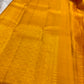Canary Yellow Kanjeevaram silk saree pure silk and Silk Mark certified detail, handwoven in Kunnam village