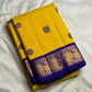 Rich gold zari vanasringaram pallu on mustard yellow Kancheepuram pure silk saree — Idam Living