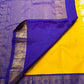 Close-up of navy silk thread butta on mustard yellow Kanchipuram pure silk saree — Idam Living