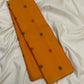 Pallu of mustard yellow handwoven Kanchipuram silk saree with pattupet border — Idam Living