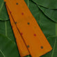 Mustard yellow handwoven Kanchipuram pure silk saree with multi-colour silk thread butta and pattupet border — Idam Living