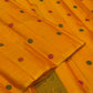 Multi-colour silk thread butta in crimson and green on mustard yellow Kanjeevaram silk saree — Idam Living