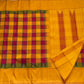 Mustard Yellow and Magenta Handwoven Pure Silk Kanjivaram Saree with Multicolour Kanchi Kattam Check Body