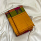 Mustard Yellow and Magenta Handwoven Pure Silk Kanjivaram Saree with Multicolour Kanchi Kattam Check Body
