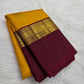 Mustard Yellow pure silk Kanchipuram saree — maroon butta