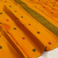 Body detail of mustard yellow pure silk Kanchipuram saree with silk thread butta — Idam Living