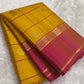 Mustard Yellow pure silk Kanchipuram saree — rose pink lightweight