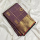 Muted Mauve Brown pure silk Kanjivaram Zari Kattam saree with antique-gold checked zari body.