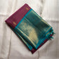 Muted Plum-Rose Pure Silk Kanchipuram Butta saree with Turquoise zari border