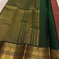 Handwoven Cinnamon Taupe Brown Pure Silk Kanchipuram showing a soft sandalwood-bark body colour.