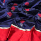 Neelam blue Chanderi saree with red floral buttas