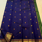 Bottle green korvai pallu with copper zari tanpura motifs on midnight navy Kanchipuram saree — Idam Living