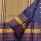 Double warp body weave on navy blue handwoven Kanchipuram pure silk saree with pattupet border — Idam Living