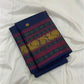 Kamalam butta and pattupet border detail on navy blue handwoven Kanchipuram pure silk saree — Idam Living