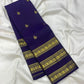Navy Blue Handwoven Pure Silk Kanchipuram Saree with Horse Motif Varisaipet Border