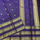 Navy Blue Handwoven Pure Silk Kanchipuram Saree with Horse Motif Varisaipet Border