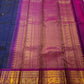 Navy Blue Handwoven Pure Silk Kanchipuram Saree with Purple Peacock Zari Border