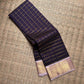 Deep Ink Navy and Lavender-Grey Kanjivaram silk zari saree.