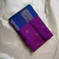 Navy handwoven pure silk Kanjeevaram saree with vivid magenta pallu — Idam Living