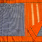 Handwoven pure silk Kancheepuram saree with navy white Kanchi Kattam check body and orange Pillayar Reku Korvai border Silk Mark certified