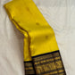 Navy Varisaipet border with repeated gold zari and silk-thread bands on yellow silk
