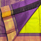 Navy purple Kanchipuram border with gold zari elephant and peacock motifs
