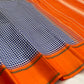 Navy white kattam and orange handwoven pure silk Kancheepuram saree with Kanchi Kattam body and Pillayar Reku Korvai border overview