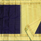Full navy Kanchi Pattu saree with Kaal Irangiya border, folded view