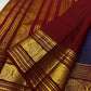 maroon zari pallu with vertical stripes and medallion panels paired with royal blue checked kanchipuram silk saree available in the USA