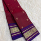 Neelam Blue and Arakku pure silk Kanchipuram Butta saree, full saree, with gold zari details