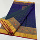 Neelam blue Chanderi saree with multicolour floral border