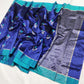 Neelam blue Chanderi saree with turquoise contrast border