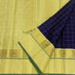 Neelam Blue Handwoven Pure Silk KanchiPattu Kanchi Kattam Saree with Kaal Irangiya Ivory Gold Border