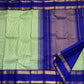 Pistachio Green Handwoven Pure Silk Kancheepuram Kanchi Kattam Saree with Neelam Blue Gold Zari Border